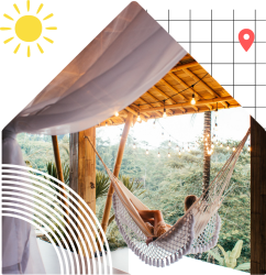 Girl at a vacation rental relaxing in a hammock